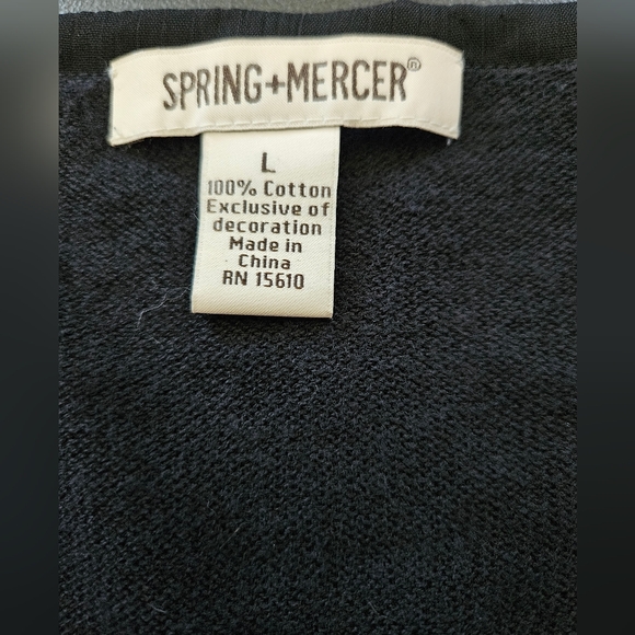 NWOT - Spring+Mercer Black Cotton Single Ply Cropped Sweater - Size L - Picture 5 of 9
